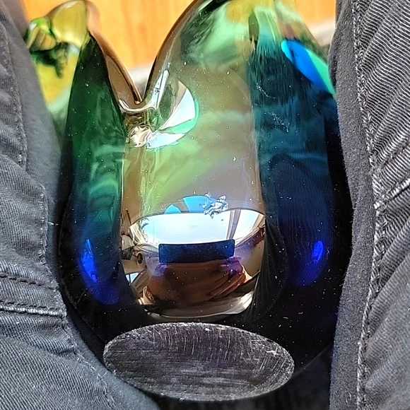 Murano Glass Blue White Crystal TulipVase - Picture 4 of 5